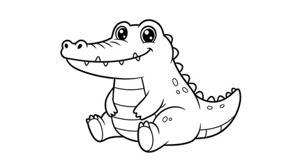Fototapeta premium Adorable Crocodile Coloring Page Free Printable for Kids