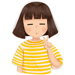 little girl with peace hand gesture