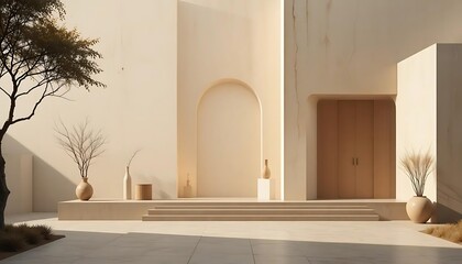 Minimalist Exterior with Arch and Door