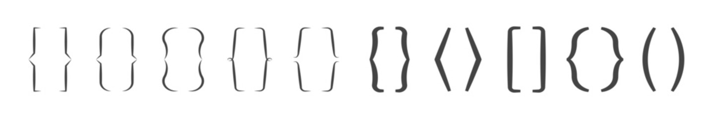Set of Parenthesis Symbols. Bracket Icons. Vector illustration