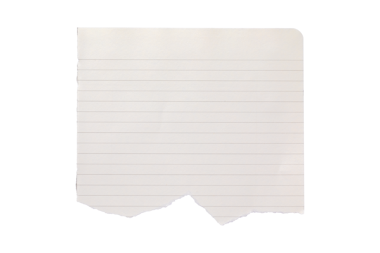 blank lined paper notebook paper with torn edges isolated on transparent background,note paper message office business tag sign - Powered by Adobe