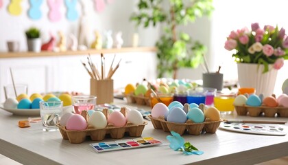 Pastel Easter eggs painting.