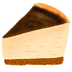 Illustration of Basque Burnt Cheesecake Slice Dessert