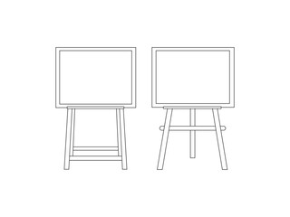 Artist easel icons set. Outline set of artist easel vector icons for web design isolated on a white background. Isometric set of easel vector icons outline. Blank Canvas Outline Icon.