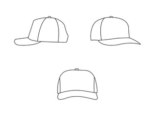 Golf hat vector illustration. Baseball hat sketch icon for web, mobile, and infographics. Hand-drawn baseball hat icon. Trendy modern linear Cap vector on white background.
