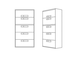 Cabinet Outline Icon Minimalist Furniture Design on White Background.