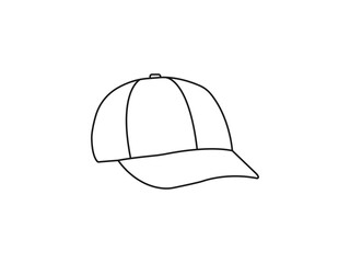 Fototapeta premium Golf hat vector illustration. Baseball hat sketch icon for web, mobile, and infographics. Hand-drawn baseball hat icon. Trendy modern linear Cap vector on white background.