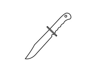 Vector outline classic knife icon. Simple black line drawing of a hunting knife. Vector Cutting Knife Outline Icon Design. That line icon is isolated on a white background.