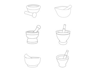 Mortar pestle icon. simple natural treatment flat design pictogram, infographic elements. Hand-drawn mortar and pestle vector illustration. Simple vector icon on a white background.