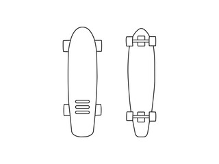 Simple Line Art Skateboards icon. Outline icon of skateboard vector for web skateboarding design isolated. Skateboard icon in line art style isolated on a white background.