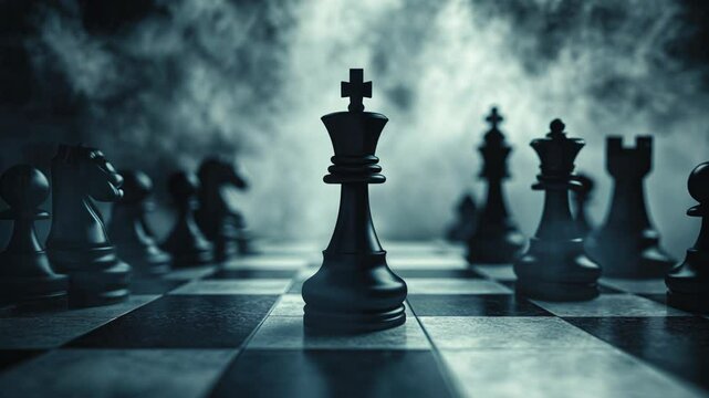Image of chess pieces on a chess board.