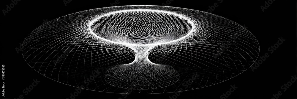 Poster Spiral Shape Expands in Balanced Symmetry, Showcasing Intricate Patterns of Light and Form in a Captivating Display of Geometry