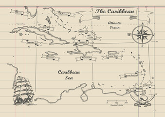 The Caribbean map Art & Illustration