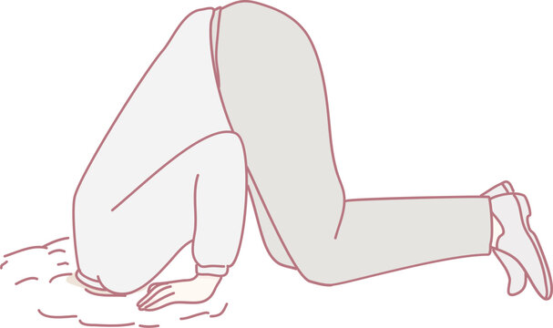 An artistic graphic showing a person whose head is buried deep, symbolizing the concepts of avoidance or denial