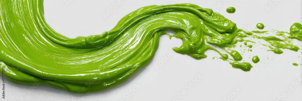 Poster sticky green texture spreads across a clean surface showcasing vibrant color and smooth consistency 