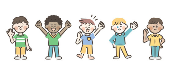 Set of 5 boys in various fashion styles