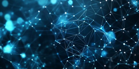 Fototapeta premium Abstract Blue Polygonal Background with Interconnected Dots and Lines for Digital Technology Concept