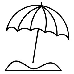 Minimalist Beach Umbrella Line Icon – Summer Vector Design