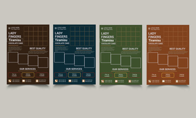 Elegant food flyer A4 size vector template.food restaurant business marketing social media post or web banner template design with abstract background, logo and icon. 