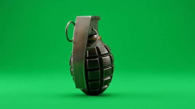 Hand grenade image isolated on green