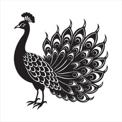 Fototapeta premium peacock silhouette vector illustration logo sticker