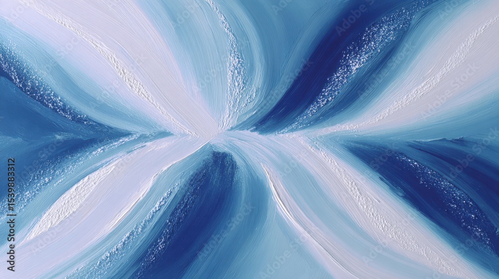 Poster Abstract blue and white flowing lines with dynamic texture and soft gradient effects