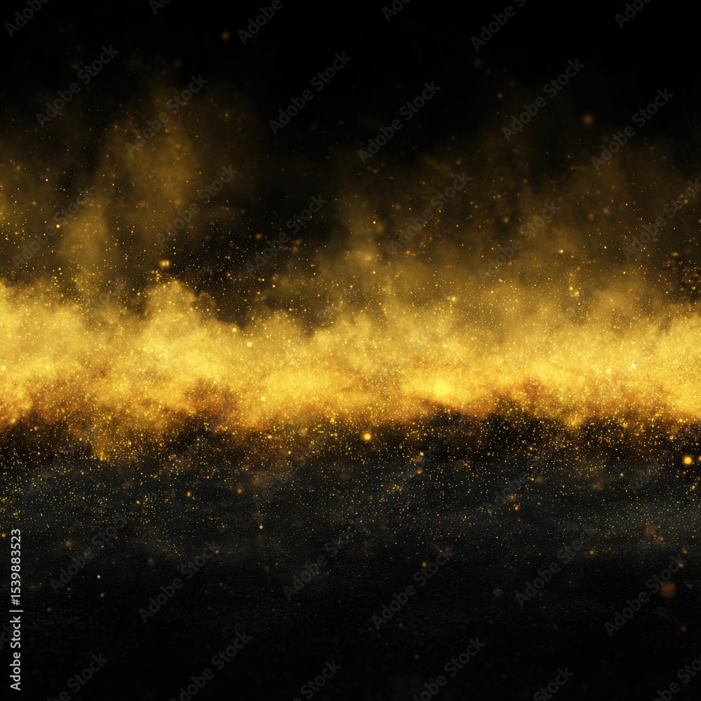 Poster gold dust explosion particles shimme floating glitter sparkling cosmic background