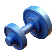 Blue 3d dumbbell isolated on transparent background