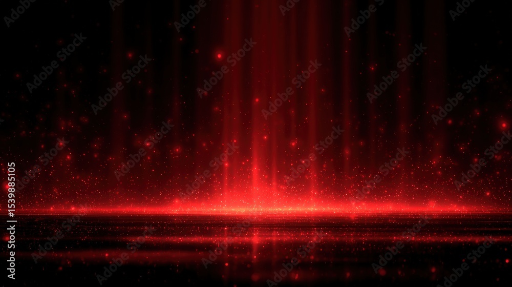 Poster vibrant red glowing abstract background with light beams and particle effects