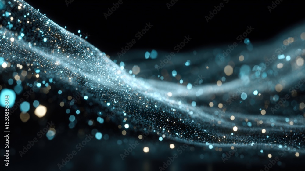 Aufkleber Abstract sparkling particles flowing in a dark background with glowing light effects