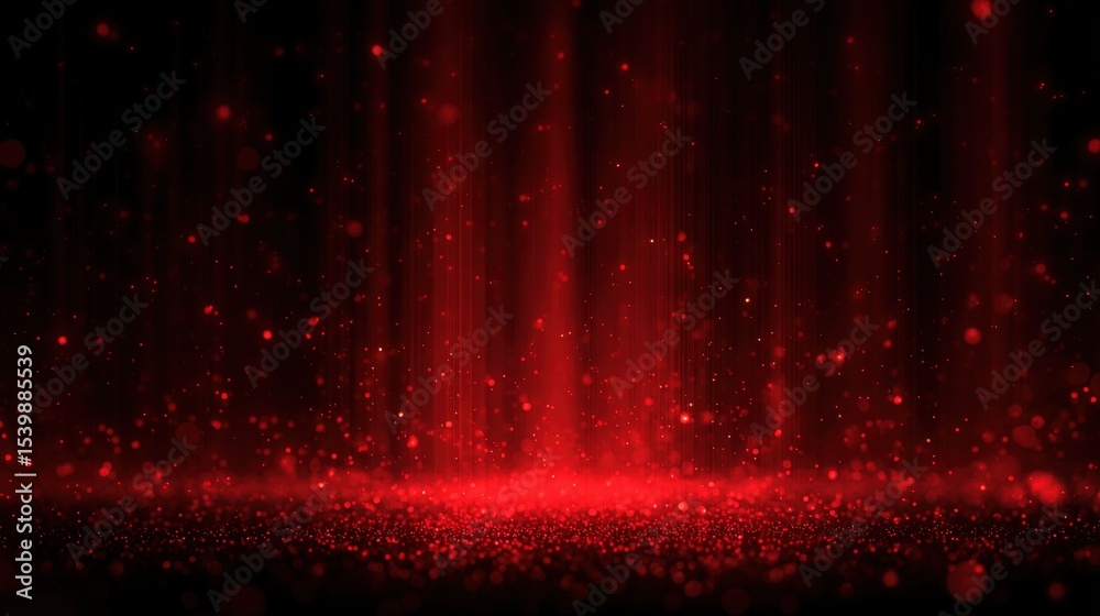 Poster Dynamic Red Light Particles Falling and Sparkling Effect Abstract Background