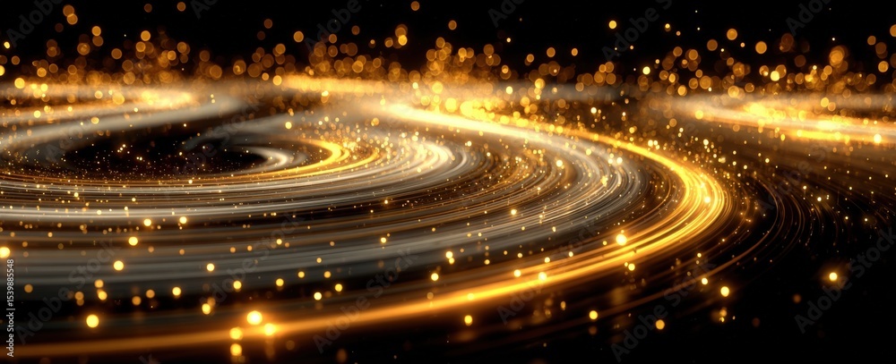 Aufkleber stunning digital illustration of swirling golden lights and sparkling effects with dynamic motion an