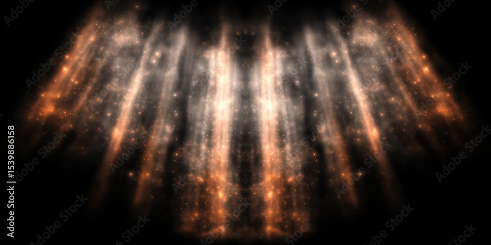 Poster Dynamic abstract background of glowing sparkling fireworks with vibrant orange