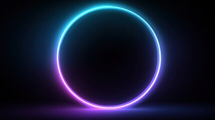 Obraz premium Vibrant Neon Circle with Glowing Light Effect in Dark Background for Visual Design