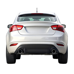 Naklejka premium Car Back View Isolated on Pure White Background