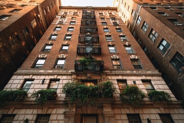 Urban city buildings aerial drone shot