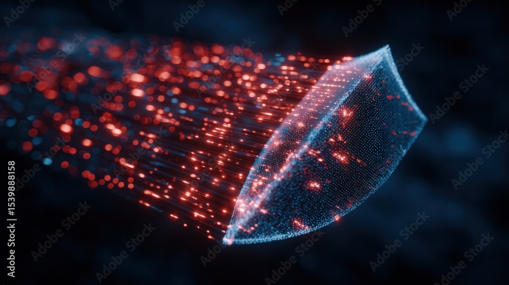 Poster futuristic digital data transfer concept featu glowing holographic data stream