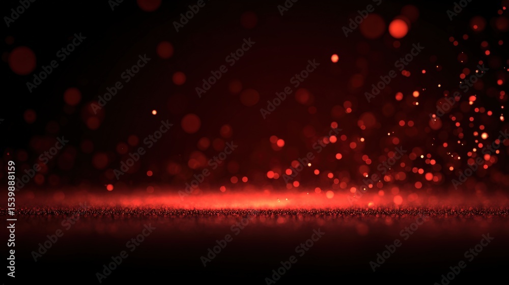 Poster vibrant red bokeh lights sparkling night sky with glitte bokeh effect