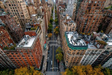 Urban city buildings aerial drone shot