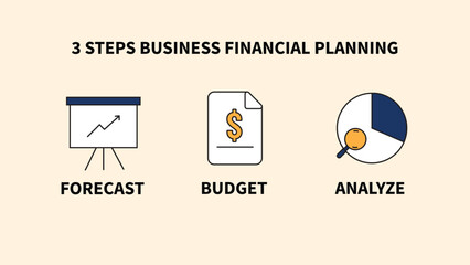 Vector illustration of 3 Steps Business Financial Planning Infographic