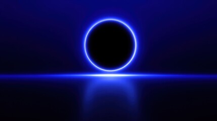 Obraz premium Futuristic blue glowing solar eclipse with vibrant light effects against dark sky