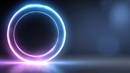 Fototapeta premium Futuristic glowing neon circle on dark background with vibrant lighting effects