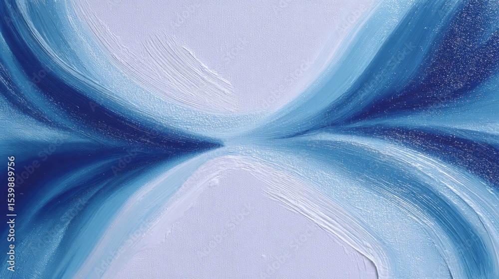 Poster abstract swirling blue and white lines creating a flowing dynamic modern design