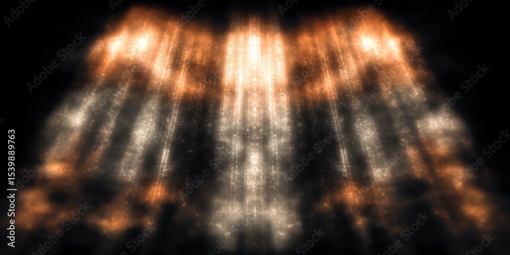 Poster abstract digital light beams with glowing particles and fiery colors in motion