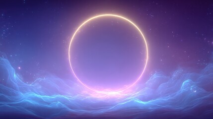 Mesmerizing glowing lunar eclipse with vibrant cosmic sky and nebula backdrop