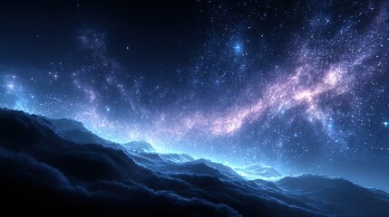 Fototapeta premium Stunning view of a starry night sky with the Milky Way galaxy above mountain silhouette