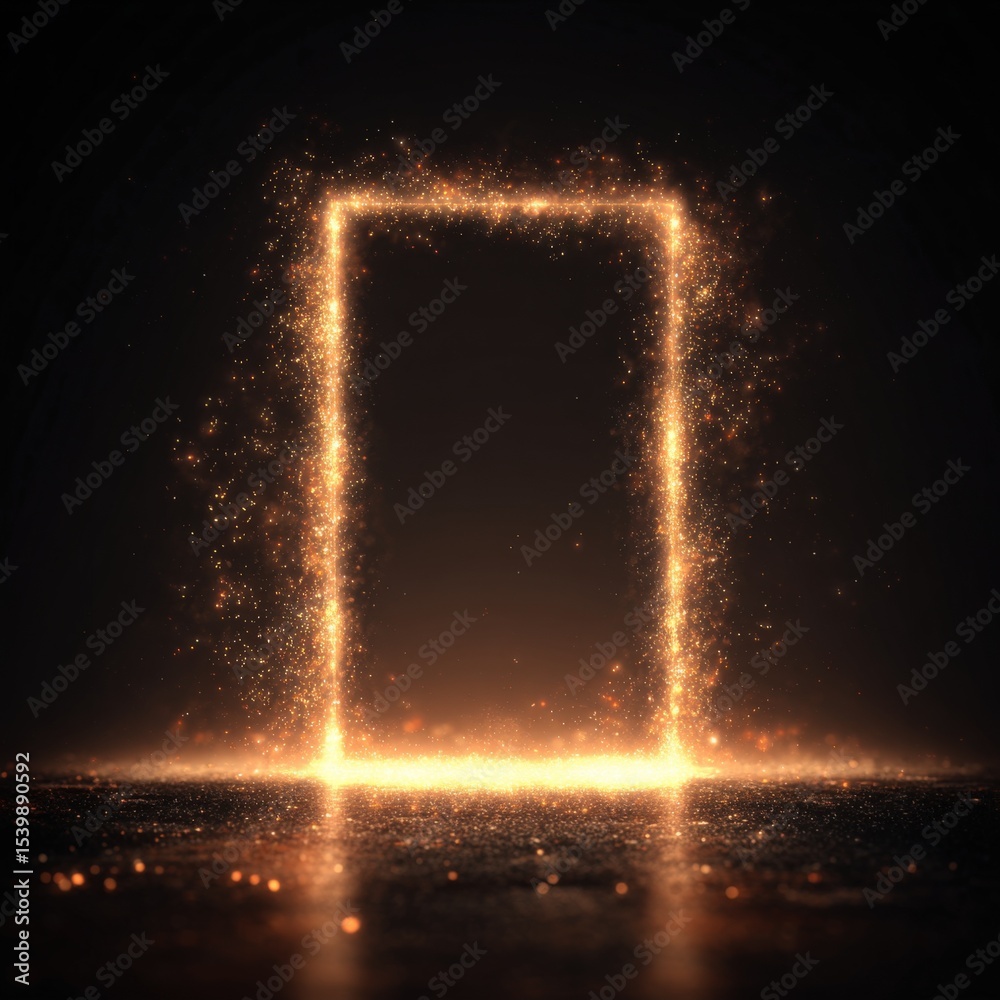 Aufkleber Sparkling Firework Frame Gateway with Glowing Light Effects on Dark Background