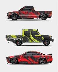 Three Custom Designed Vehicles with Abstract Wraps