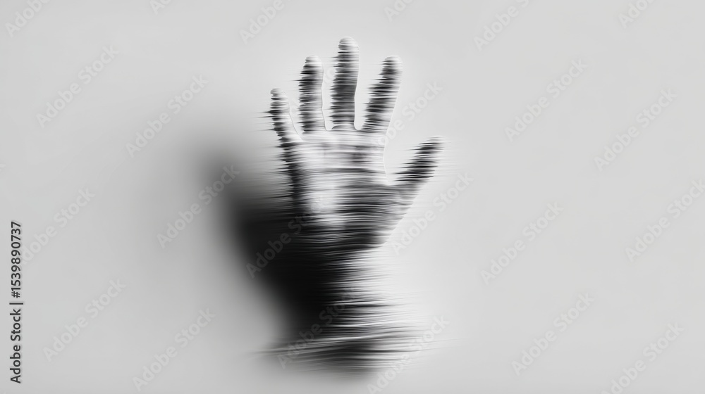 Poster abstract blurred hand with motion effect on plain background for artistic theme