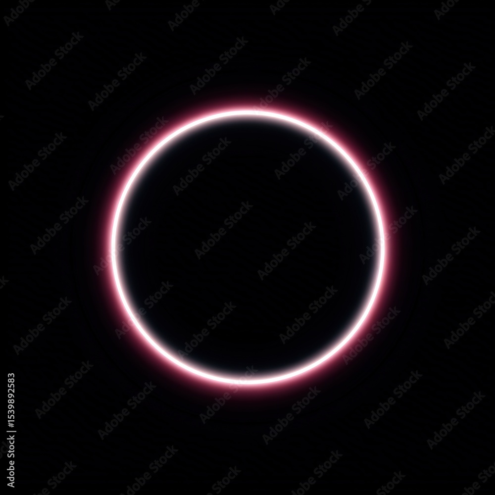 Poster neon pink glowing circle with dark background minimal abstract design visual art